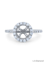 14K White Gold Diamond Round Cut with Halo Semi-Mount Engagement Ring (0.80 ct)